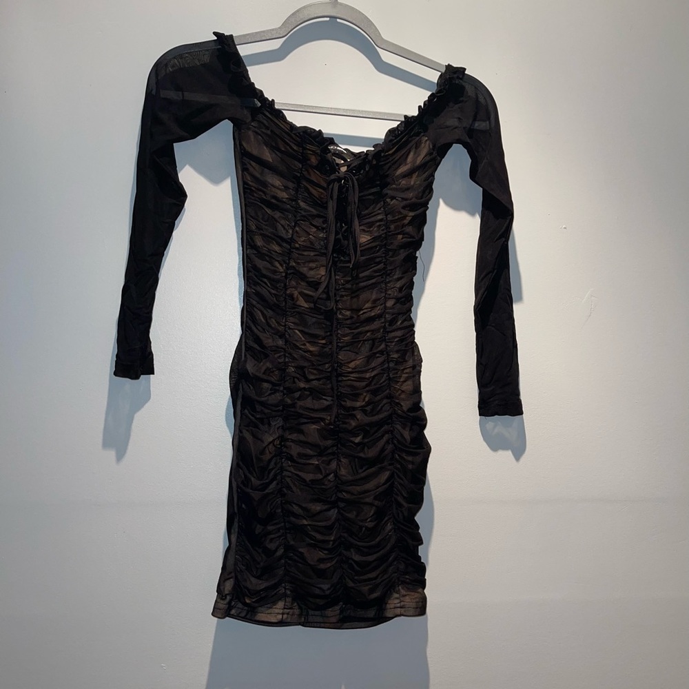 Black ruched kim k inspired mini dress